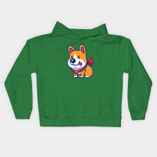 Cute Corgi Sitting Cartoon Kids Hoodie